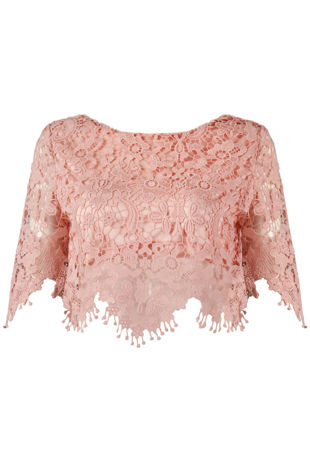 Rose Crochet Lace Border Crop Top