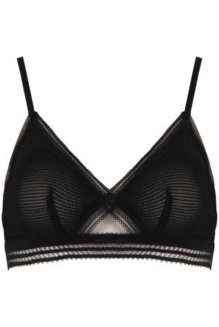 Black Mesh Crossover Lace Border Bralet