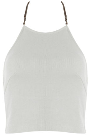 White Chain Ring Halterneck Crop Top