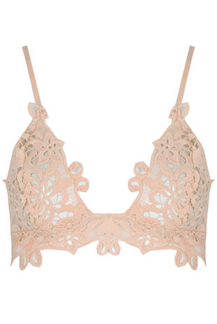 Floral Crochet Triangle Bra In Rose