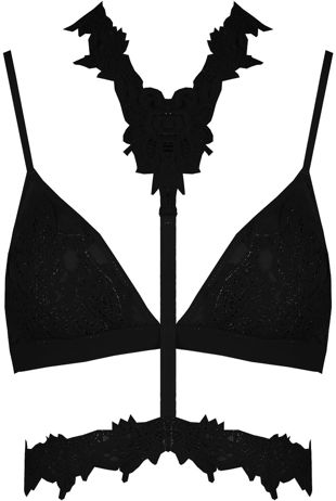 Black Crochet Lace Choker Neck Bralet