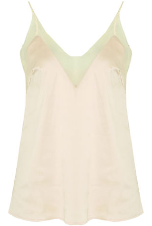 Cream Satin Netted Crop Tops