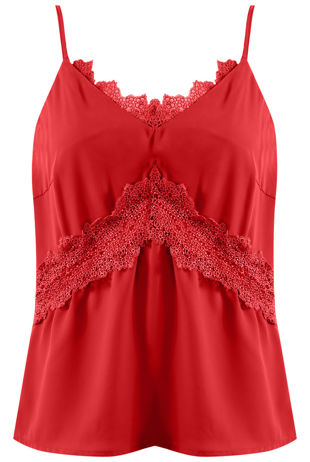 Red Lace Trim Cami