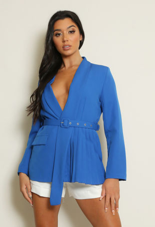 Pleated Belted Blazer