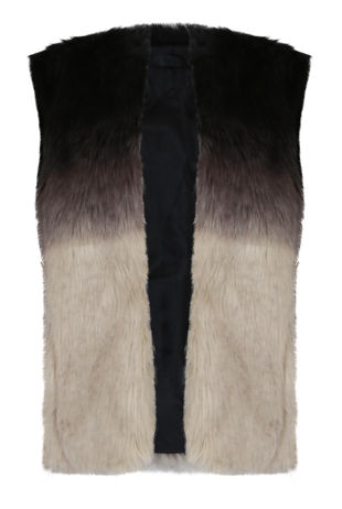 Black & Cream Two Tone Fur Body Gilet 