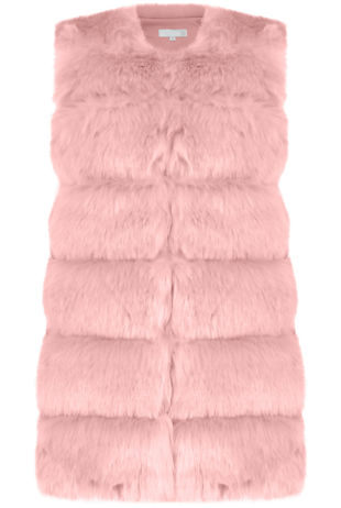 Pink Layer Fur Long Gilet