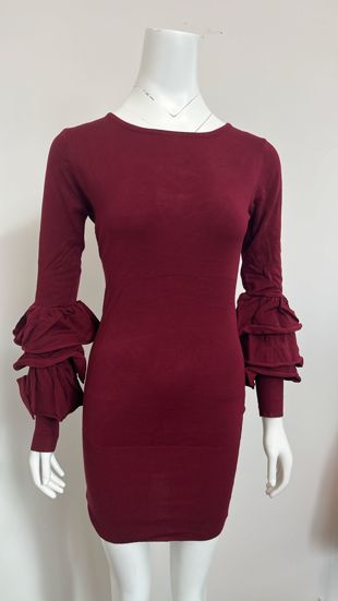 Wine Soft Knit Jumper Dress