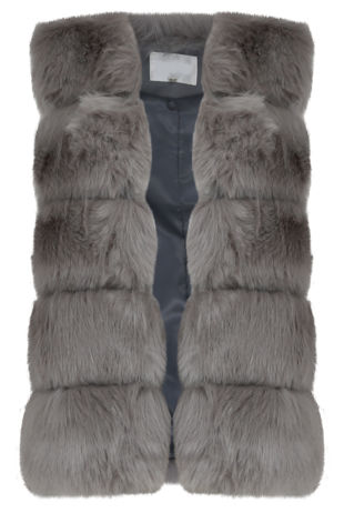 Grey Layer Fur Open Gilet