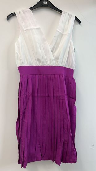 White Purple Pleated Dress