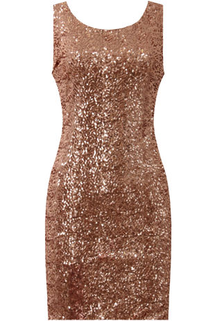 Gold Sequin Back Cut Out Bodycon Dress