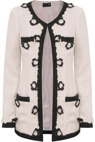 Peach Contrast Flower Detail Front Hook Jacket 