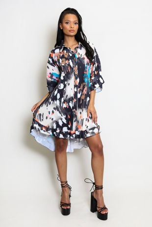 Printed Shirt Dress With Swing Hemline Mix pack