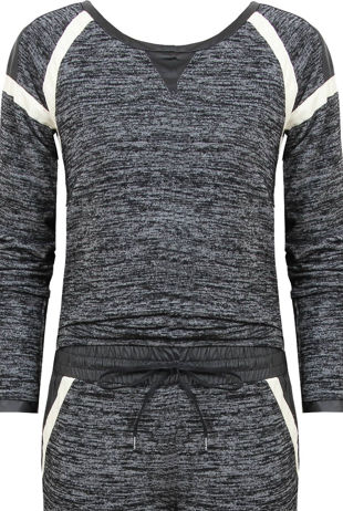 Dark Charcoal Grey Marled Pattern PVC Top