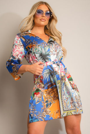 Royal Blue Printed Tie Up Tunic