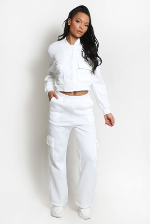 White Jersey Jacket And Cargo Trouser