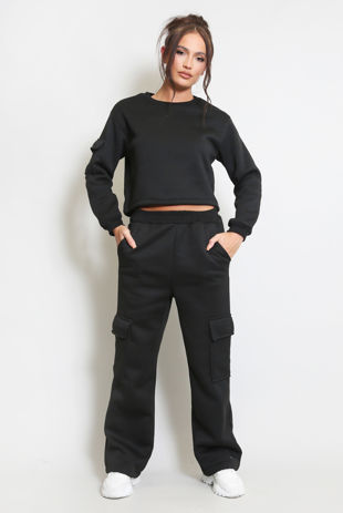 Jersey Sweatshirt And Wide Leg Cargo Set