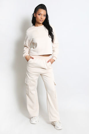 Jersey Sweatshirt And Wide Leg Cargo Set