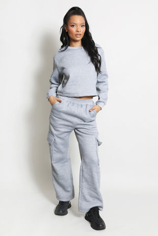 Jersey Sweatshirt And Wide Leg Cargo Set