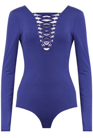 Royal Blue Front Tie Bodysuit