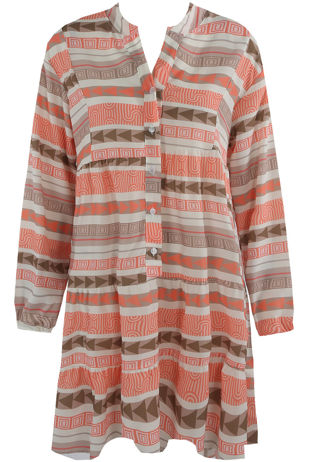 Peach  Aztec Print Smock Dress