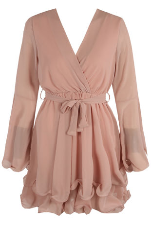 Rose Chiffon Belted Skater Dress