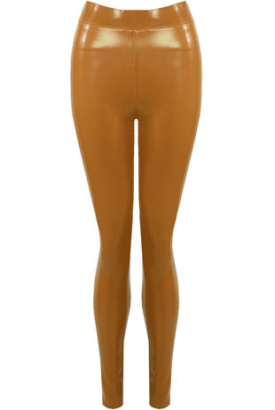 Taupe Wet Look Jeggings