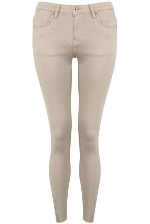 Beige Frazzled Ankles Skinny Jeans