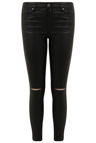 Black Was Ripped Knee Mid Rise Jeans