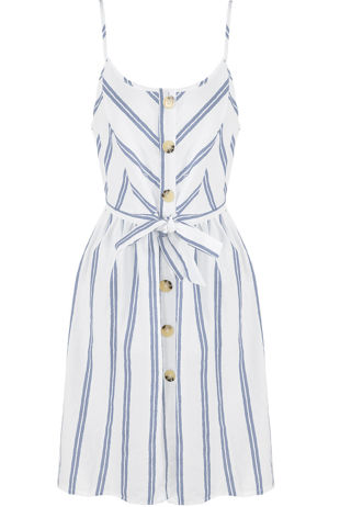 Blue Stripes Button Up Cami Mini Dress