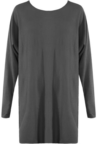 Grey Round Neck Ribbed Jumper Dress