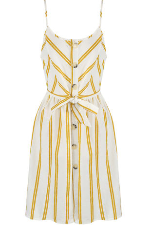 Yellow Stripes Button Up Cami Mini Dress