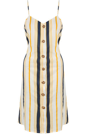 Mustard Stripes Button Up Midi Dress