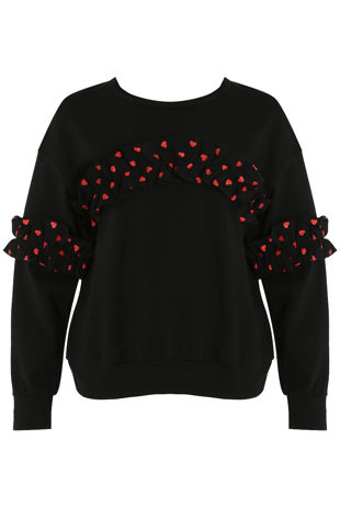 Hearts Frill Trim Sweatshirts