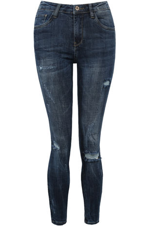 Faded Acid Wash Ripped Skinny Jeans