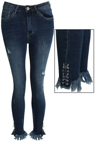 Denim Blue Raw Ringed Ankles Jeans