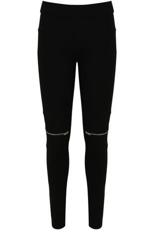 Black Zipped Knee Jeggings