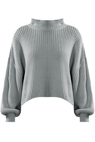 Grey Turtle Neck Cable Knit Jumpers