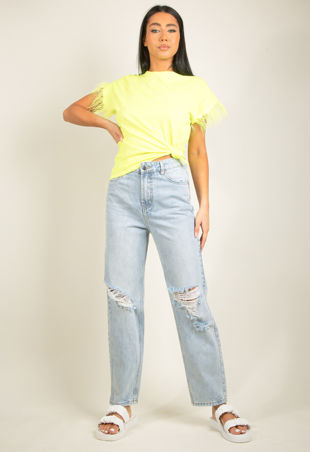 Lime Ostrich Feather Trim T-Shirt