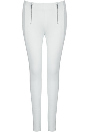 White Front Dual Zipped Pants