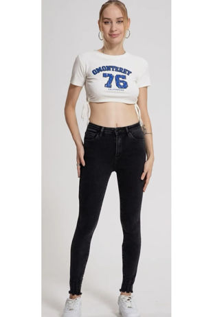 Black Distressed Ankle Super Skinny Jeans