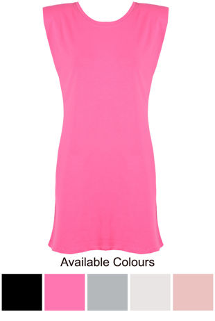 Lilac Round Neck Shift Dress With Shoulder Pads