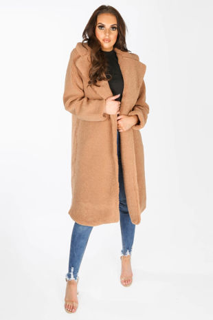 Borg Teddy Coat In Brown