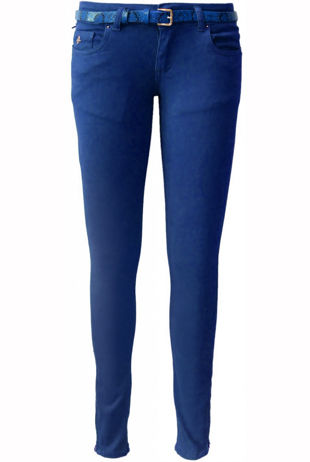 Blue Belted Super Soft Skinny Jeans