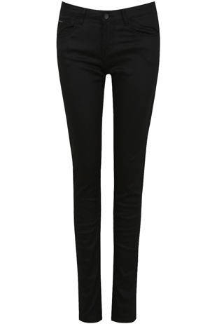 Black Front Button Up Skinny Jeans