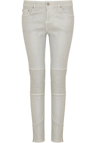 Denim Metallic Shimmer Coated White Jeans