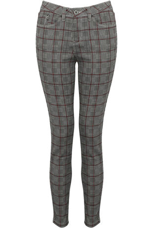 Glen Plaid Check Overlay Jeans