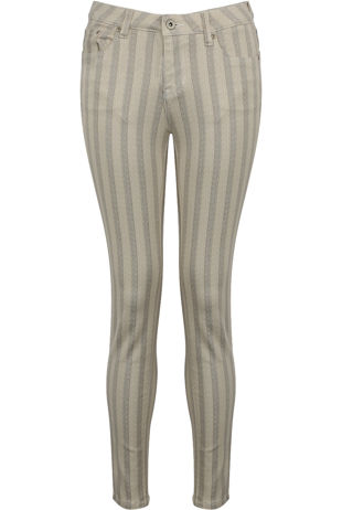 Beige Striped Skinny Jeans