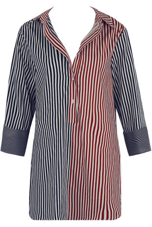 Two Tone Stripes Tunic Shirt
