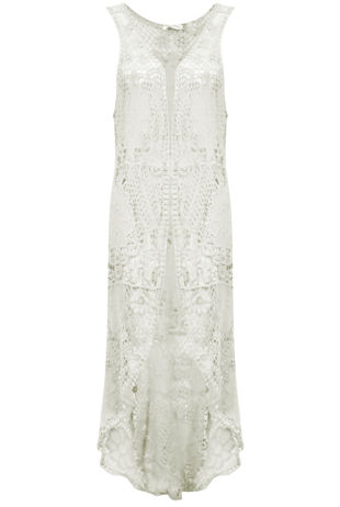 Cream Crochet Maxi Waistcoat 