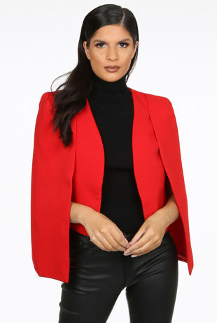 Red Tailored Cape Blazer